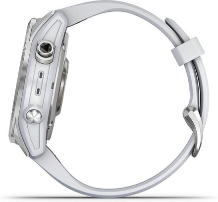 Умные часы Garmin Fenix 7s, серебристый с белым силиконовым ремешком