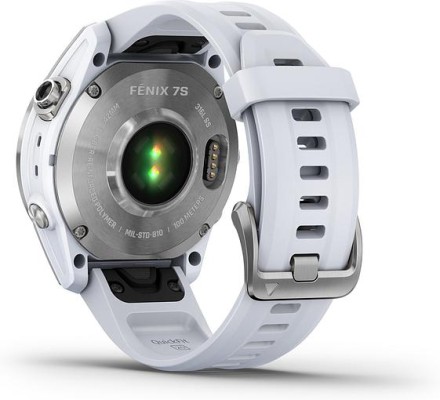 Умные часы Garmin Fenix 7s, серебристый с белым силиконовым ремешком