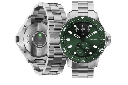 Гибридные умные часы Withings Scanwatch Horizon, 43 мм, серебристо-зеленый