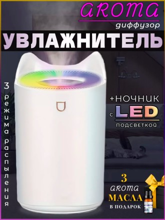 Увлажнитель воздуха для дома с аромадиффузором и подсветкой