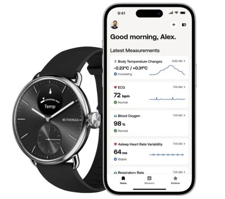 Умные часы Withings Scanwatch 2, 38 мм, черные