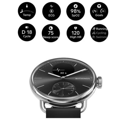 Умные часы Withings Scanwatch 2, 38 мм, черные