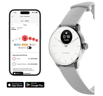 Умные часы Withings Scanwatch Light 37 мм, белый/серый