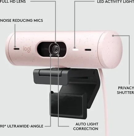 Веб-камера Logitech Brio 500, розовая